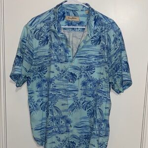 Tommy Bahama Blue Tropical Men's Shirt large